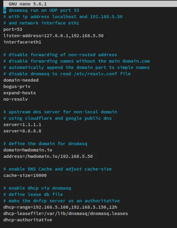 configuración dnsmasq