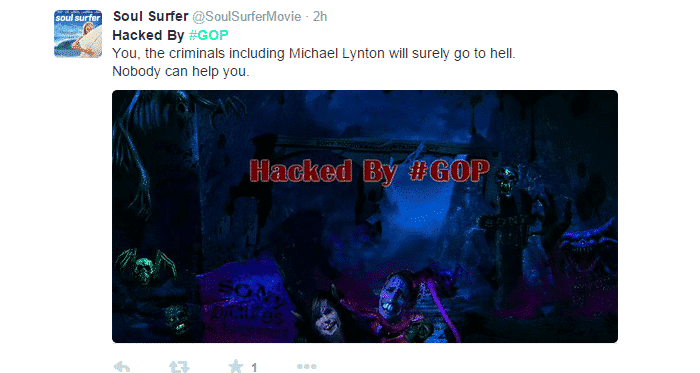 Sony Pictures Hackeado, Cada Computadora en la Oficina mostrando una imagen extraña con un mensaje que dice Hackeado Por #GOP