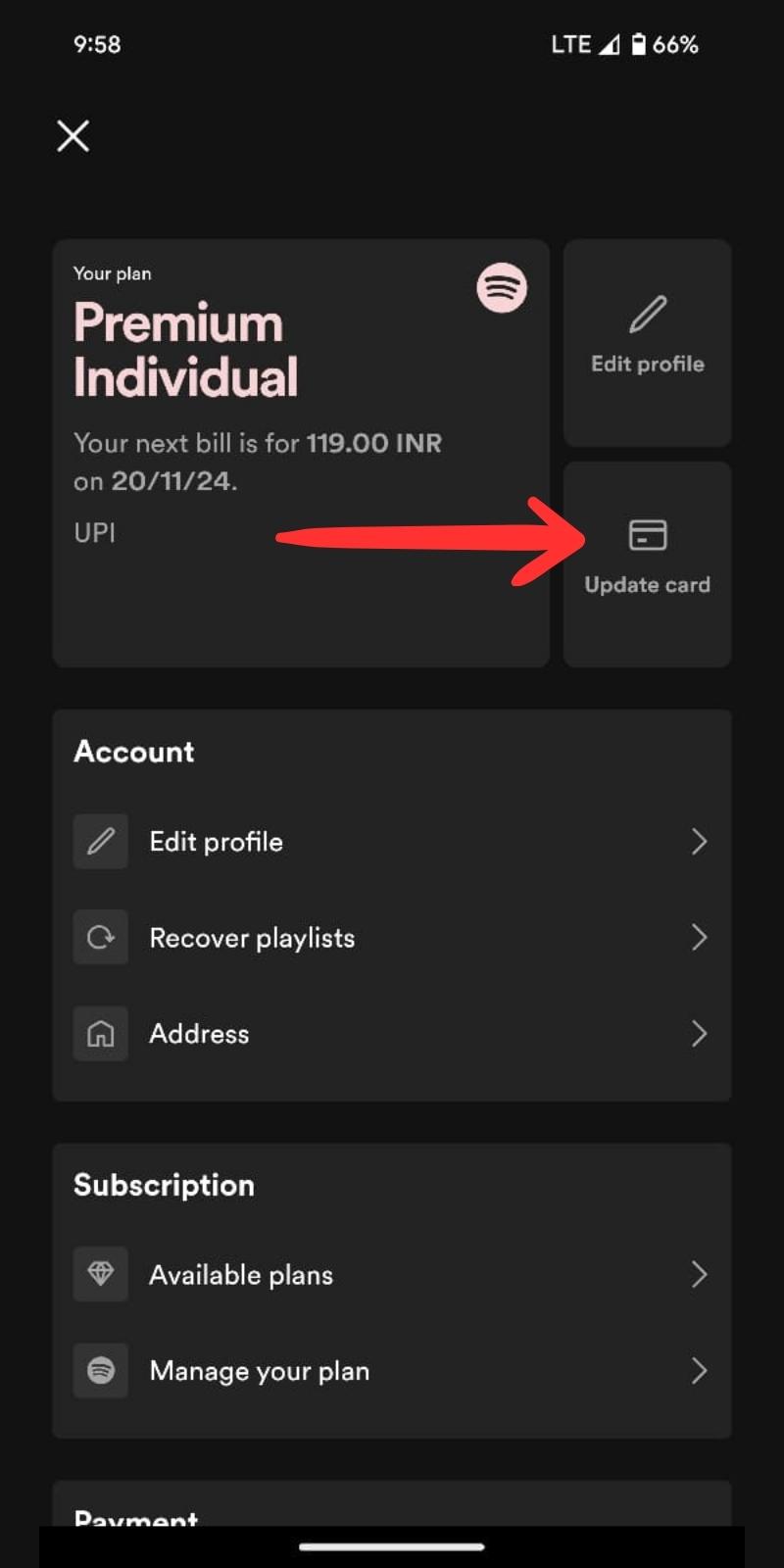 cambia metodo di pagamento spotify su smartphone 8