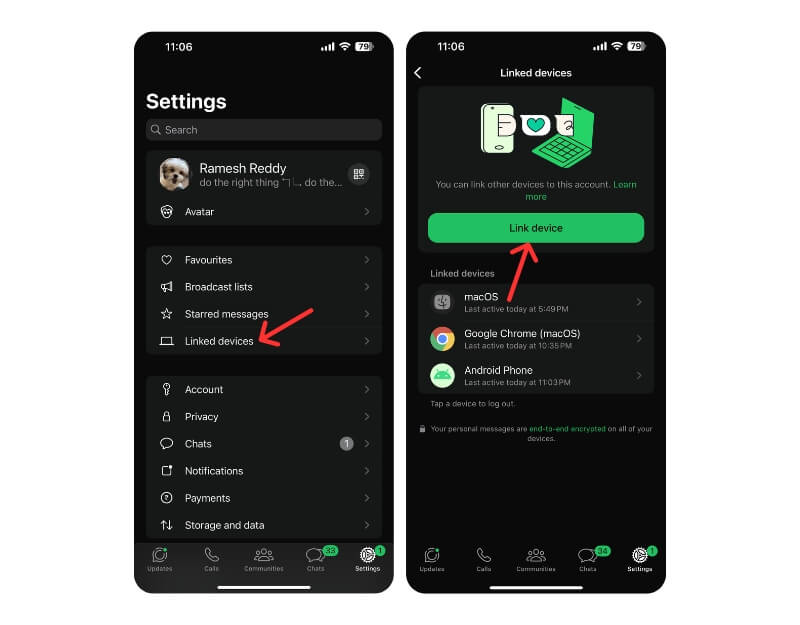 how to link a device on whatsapp