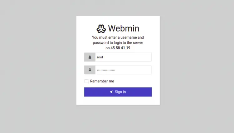 Webminログイン