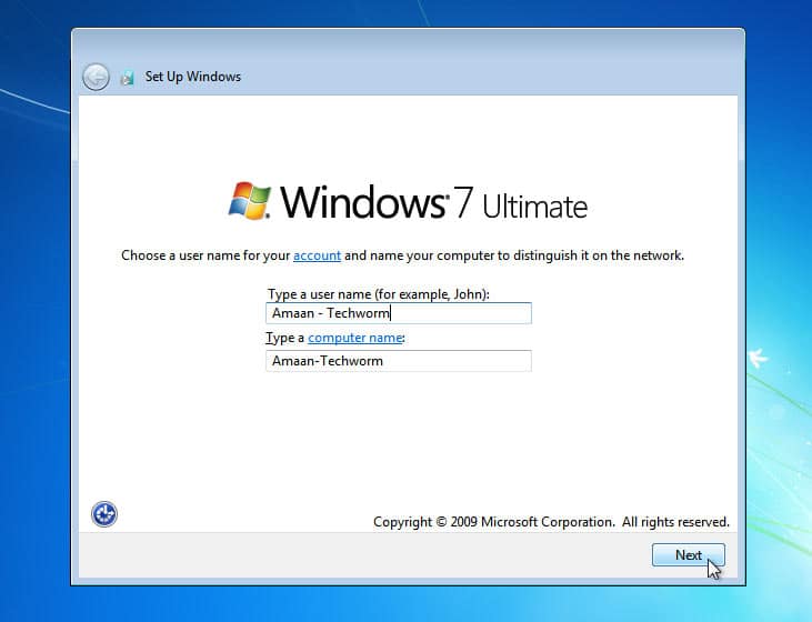 Windows 7 Benutzername einrichten