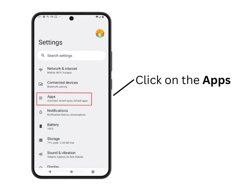 paramètres des applications sur le téléphone