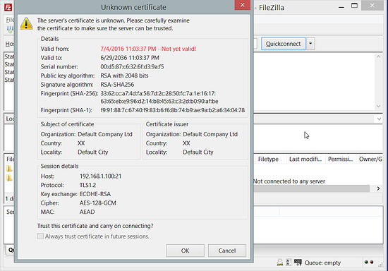 Aceite o erro SSL