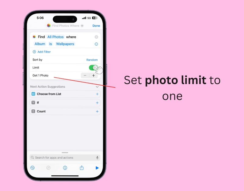 définir la limite de photo à une