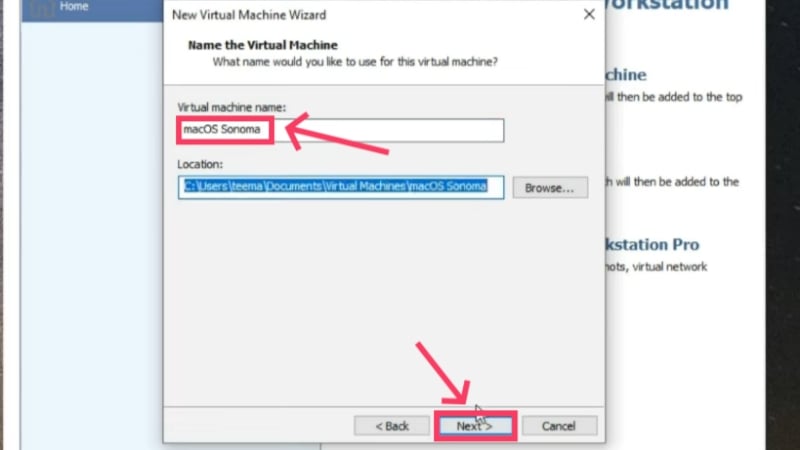nommer votre machine virtuelle