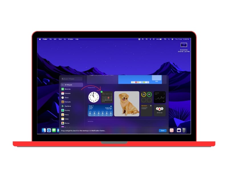 écran des widgets macos