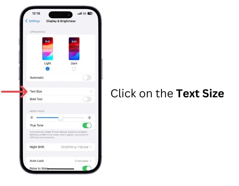 impostazioni dimensione testo su iphone