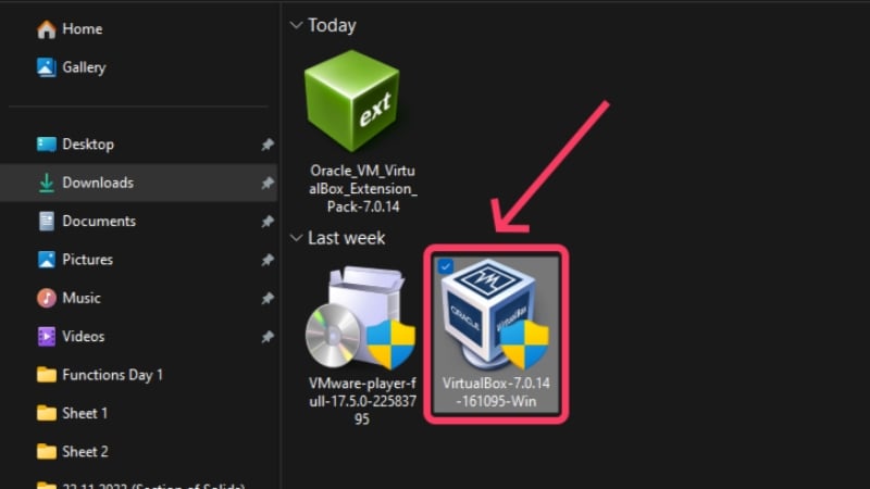 ouvrir l'installateur virtualbox