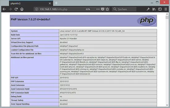 PHP auf Debian 9 in Apache installiert