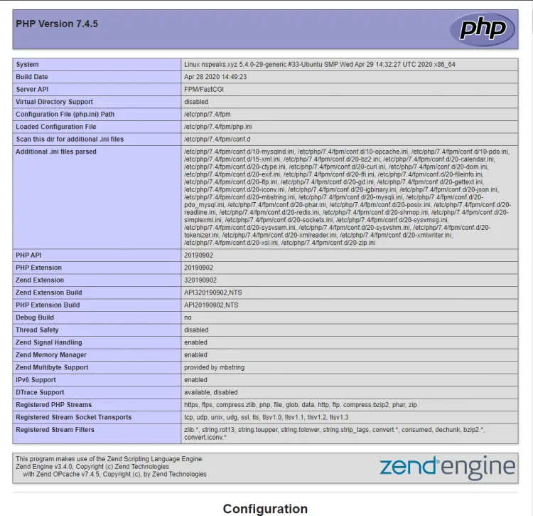Información de PHP