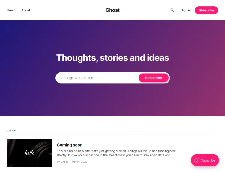 Ghost-Homepage