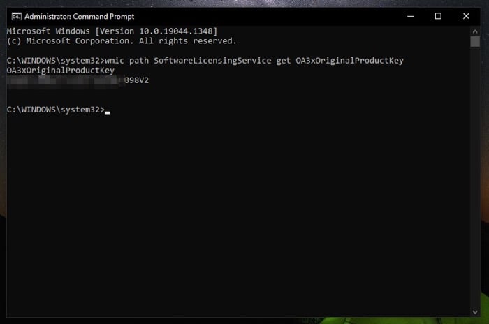 encontrar chave de produto do windows 10 usando prompt de comando