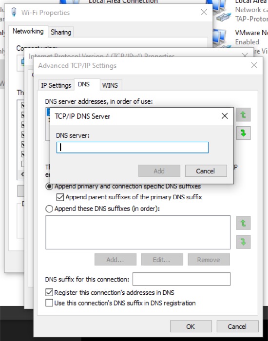 changing dns server