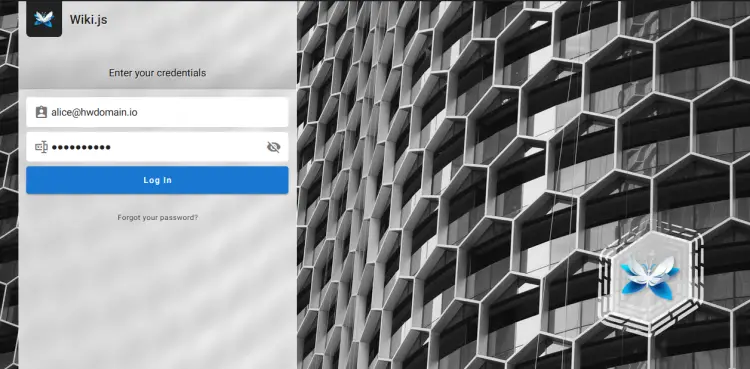 página de login do Wiki.js