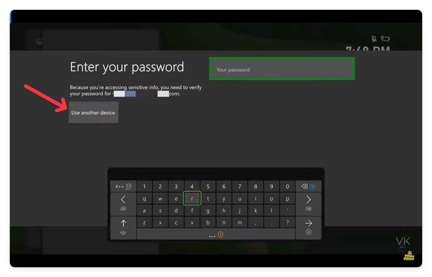 opzione usa un altro dispositivo dell'account microsoft