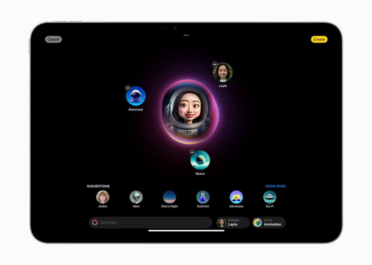 Demostración de Apple Intelligence Image Playground en iPad