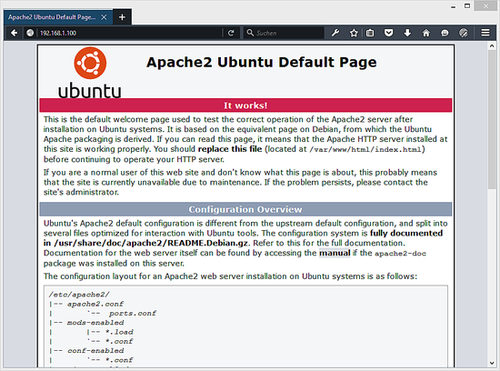 Die Apache 2.4-Standardseite.