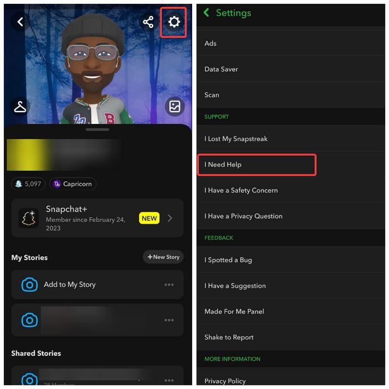configuración de perfil de snapchat