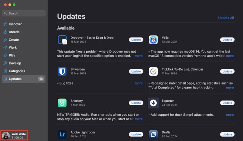 app store em um mac.