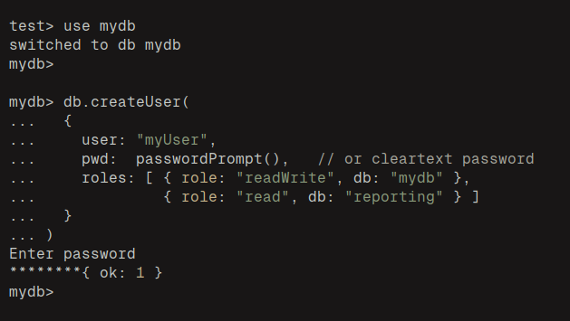 create new user and database