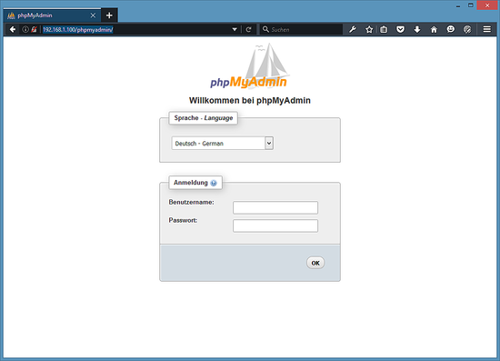 Inicio de sesión en phpmyadmin