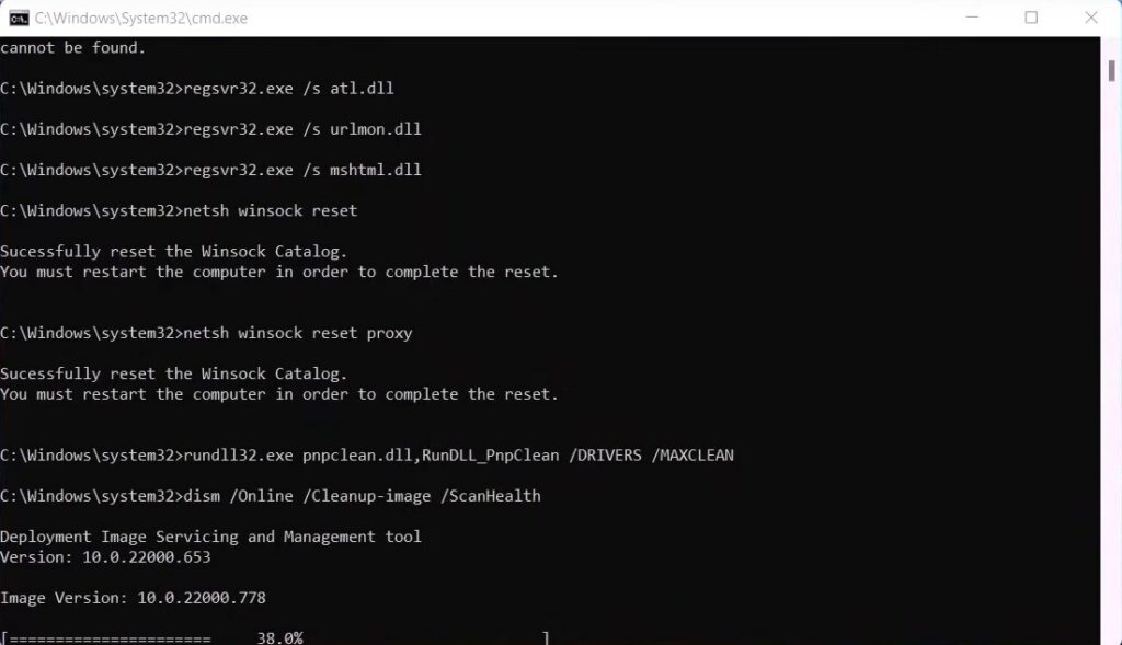 Fichier BAT en cours d'exécution pour réparer la mise à jour de Windows 11