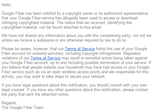 Google Fiber está enviando multas automatizadas a suscriptores por piratería
