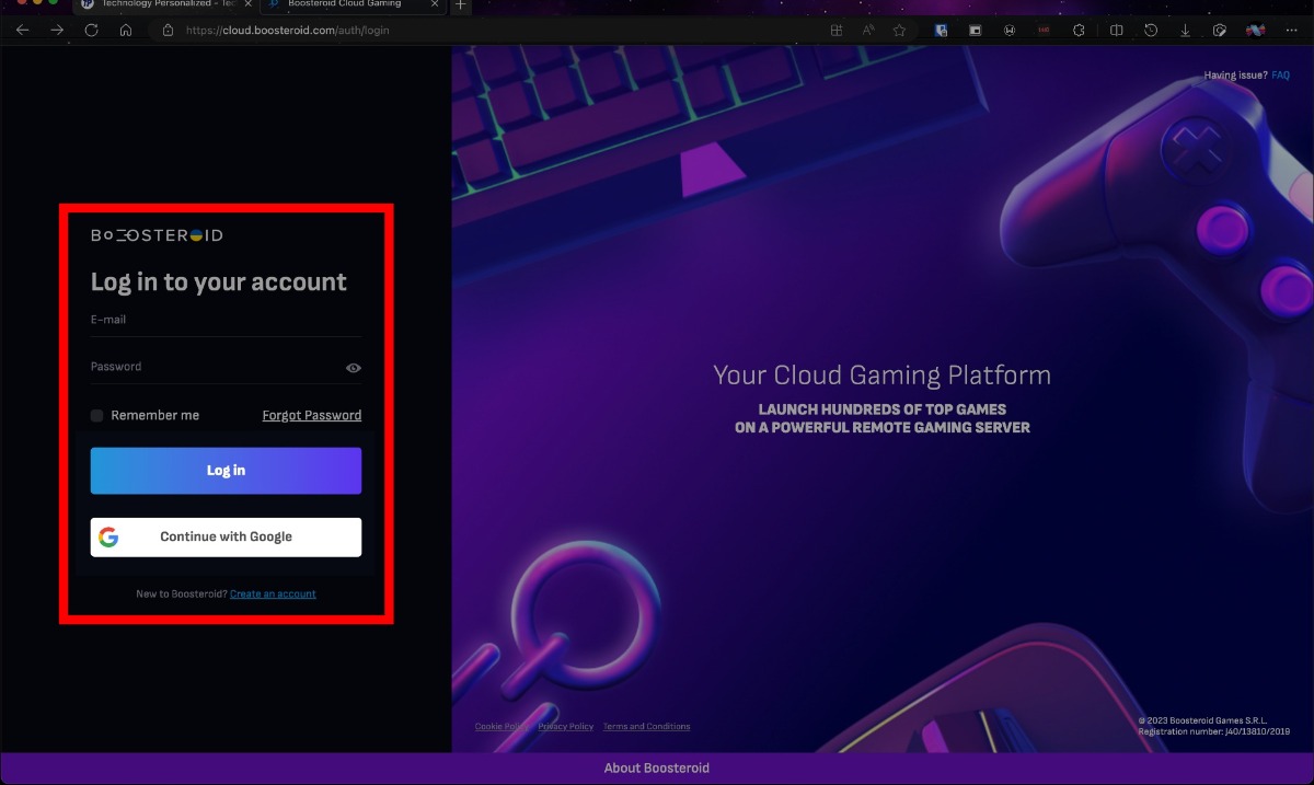 se connecter au site web de boosteroid