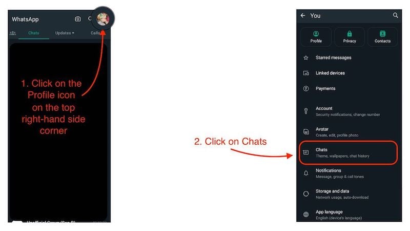 открыть настройки чата в whatsapp