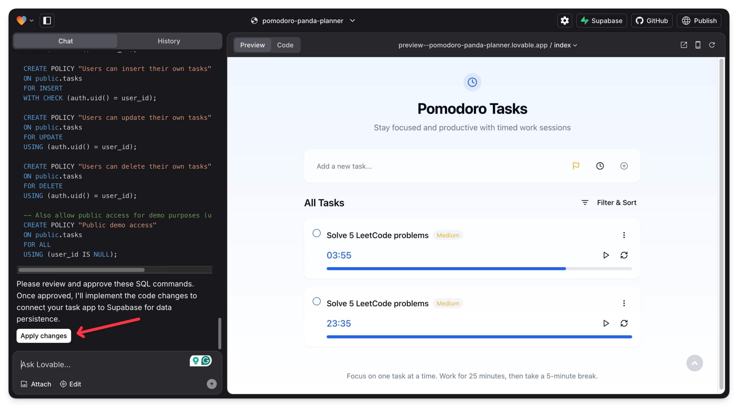 revisar el código sql y aplicar cambios