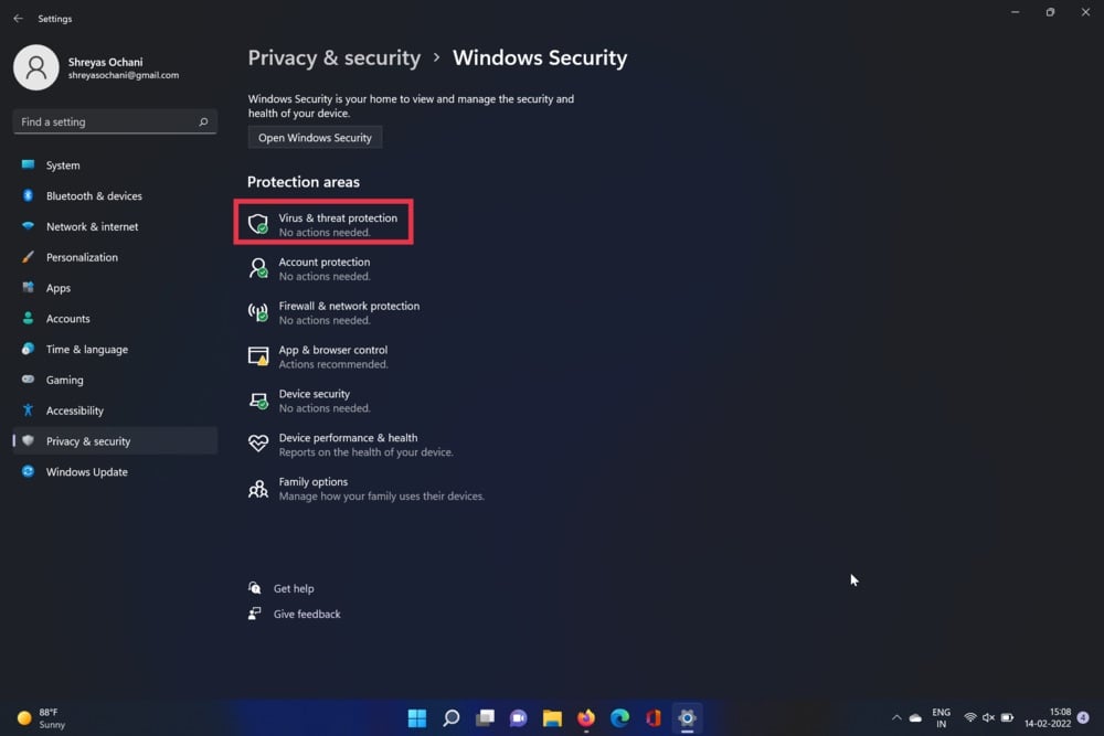 настройки вирусов windows 11
