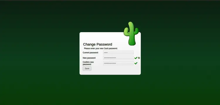 Imposta password cacti
