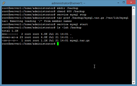 Sauvegarde MySQL basée sur des fichiers.