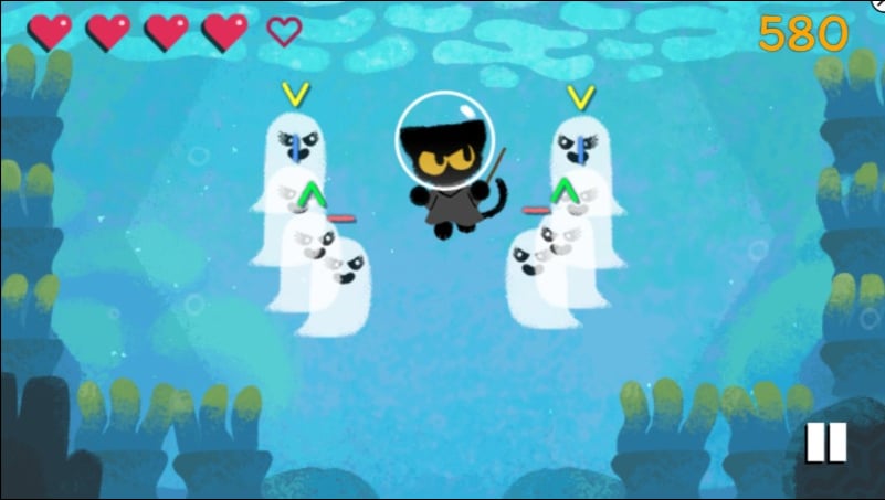 изображение популярной игры google doodle magic cat academy