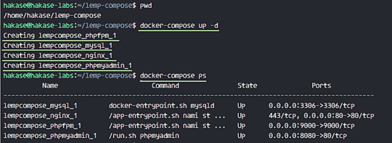 실행 중인 docker-compose