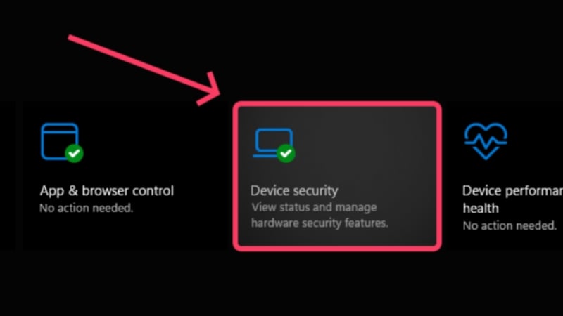 paramètres de sécurité de l'appareil windows