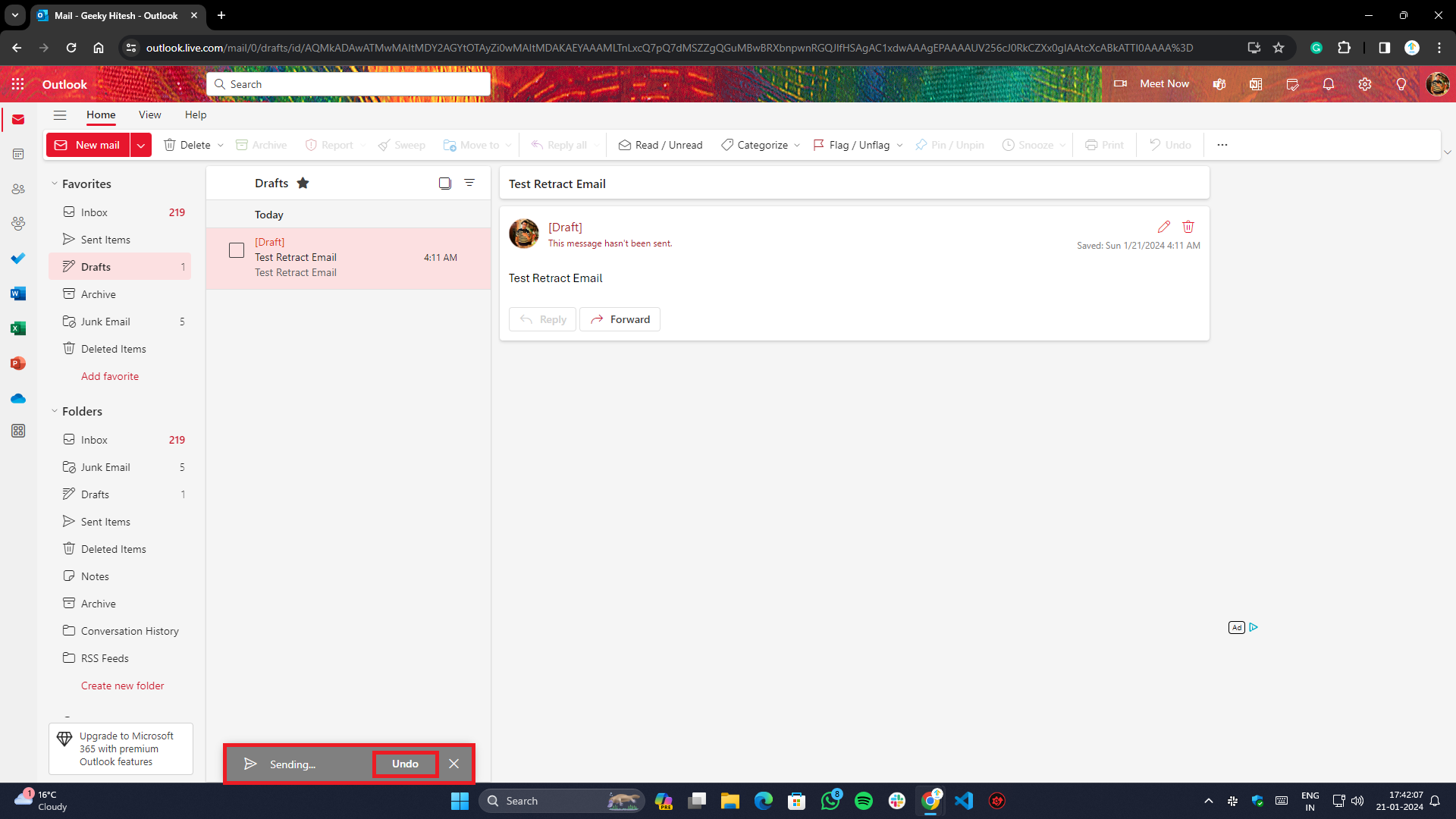 come annullare l'invio di email su outlook e gmail- annullare invio in outlook sul web