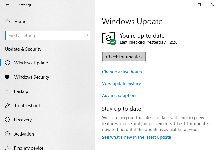 Windowsの更新を確認する