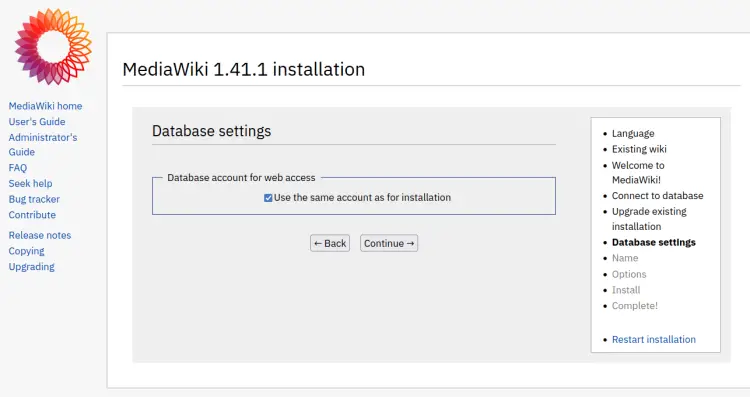 database setting