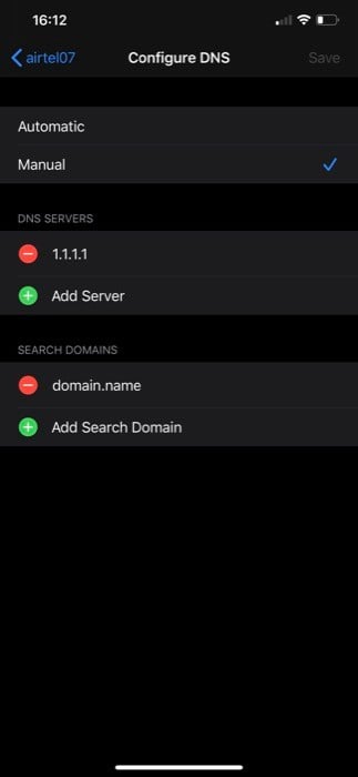 iOSでのDNSサーバー変更