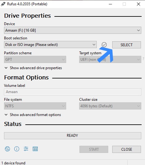 Criar mídia inicializável para o OS