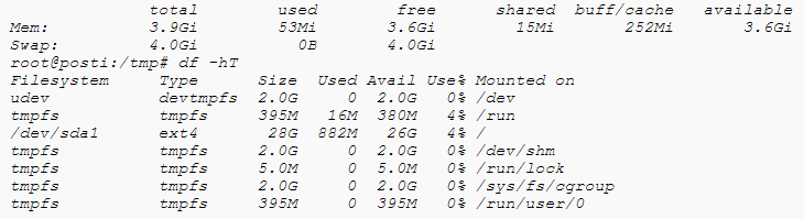 Resultado del comando Free
