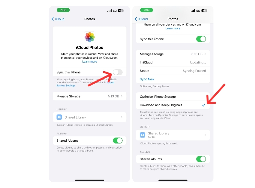 Behalten Sie die Original-iCloud-Fotos auf dem iPhone anstelle von iCloud