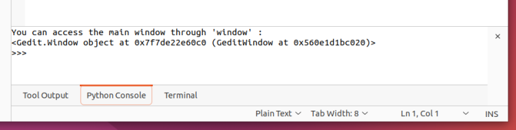 Console Python Gedit