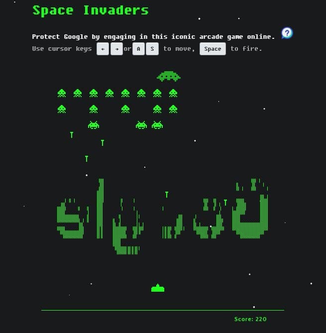 Jogo Invasores do Espaço do Google