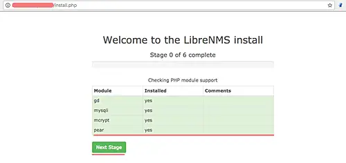 LibreNMS 웹 기반 설치 프로그램