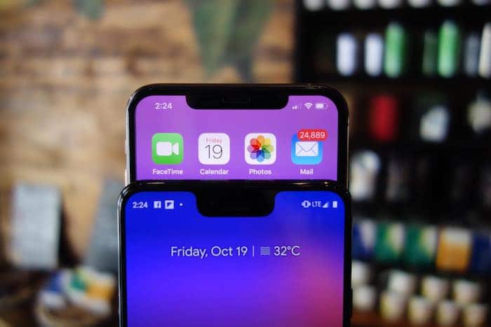 google pixel 3 xl und iphone x - eine geschichte von zwei notches - pixel 3 xl iphone x notch