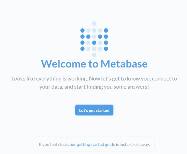 Procedura guidata di configurazione di Metabase