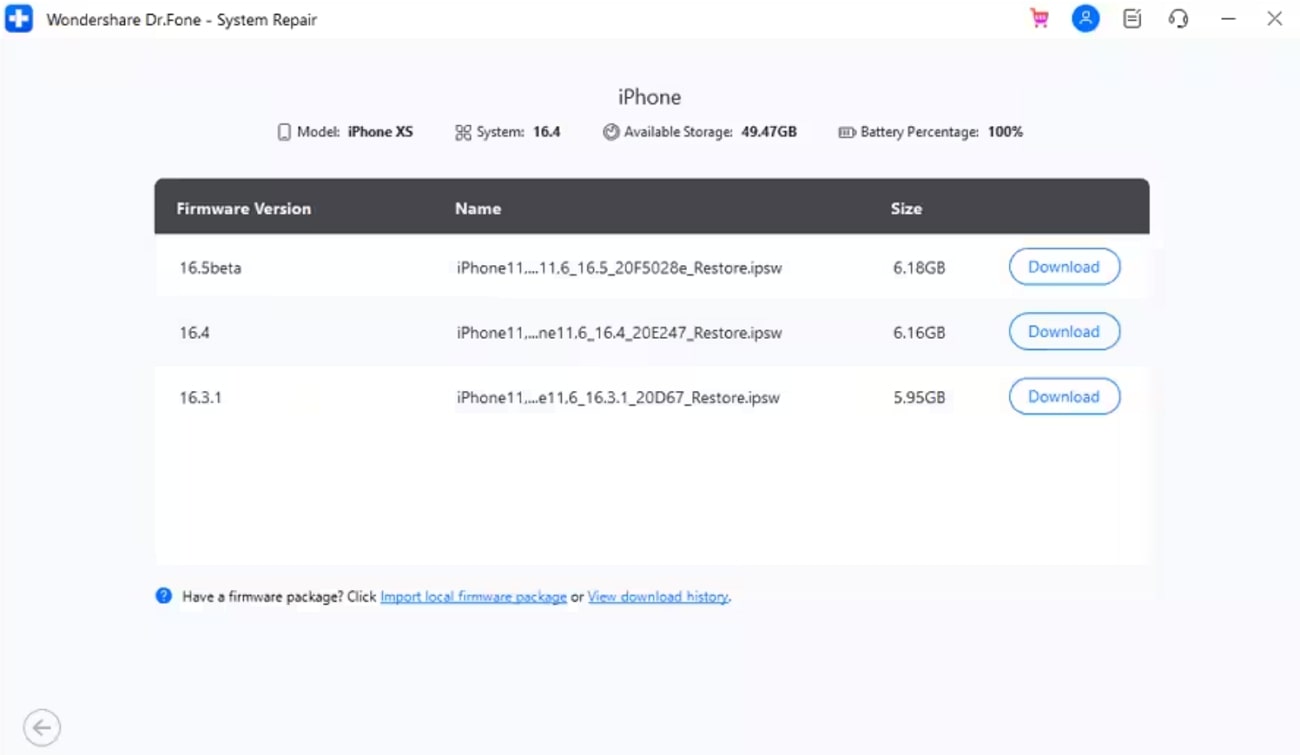 Scarica il firmware iOS